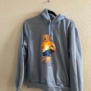 Ralph Lauren Blue Hoodie with Bear Graphic